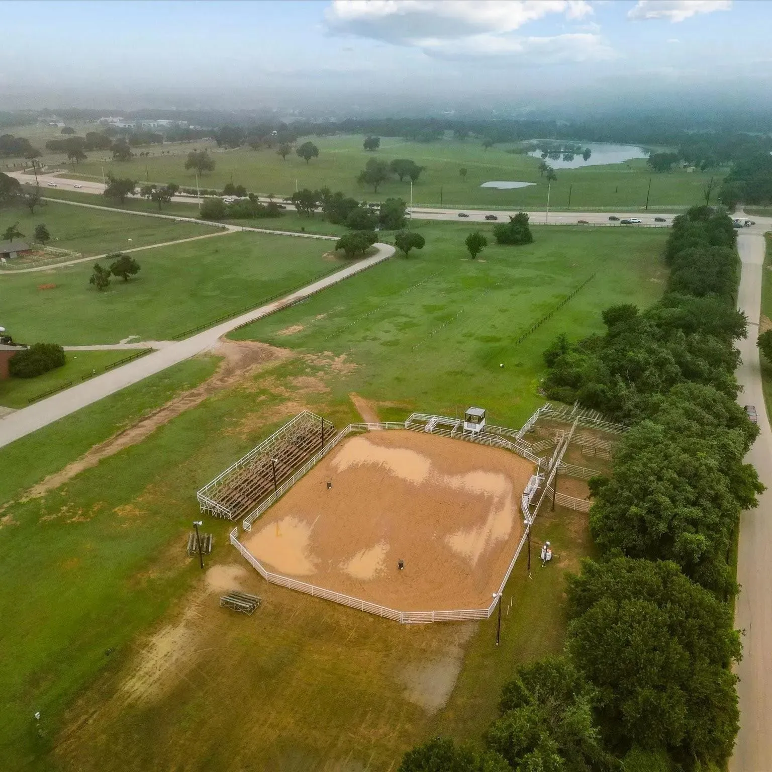 The ranch grounds and arena from above