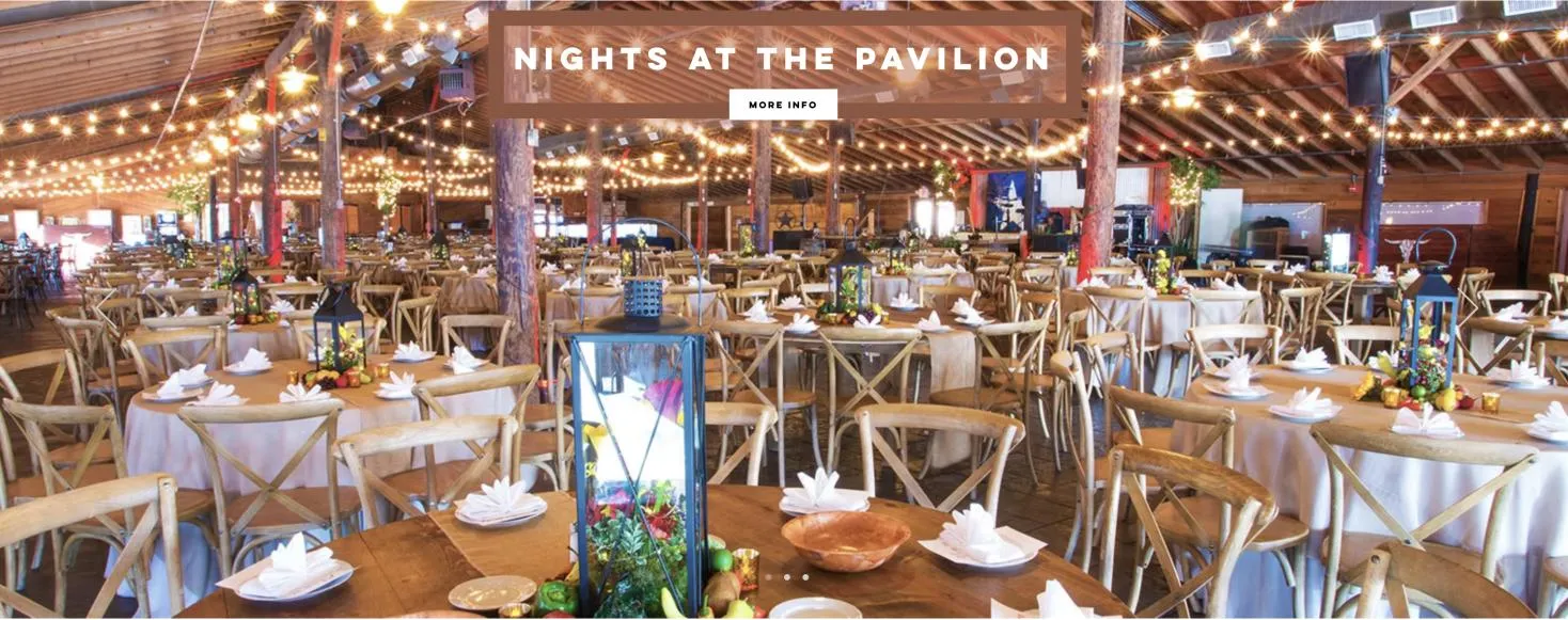 The pavilion set for an evening event